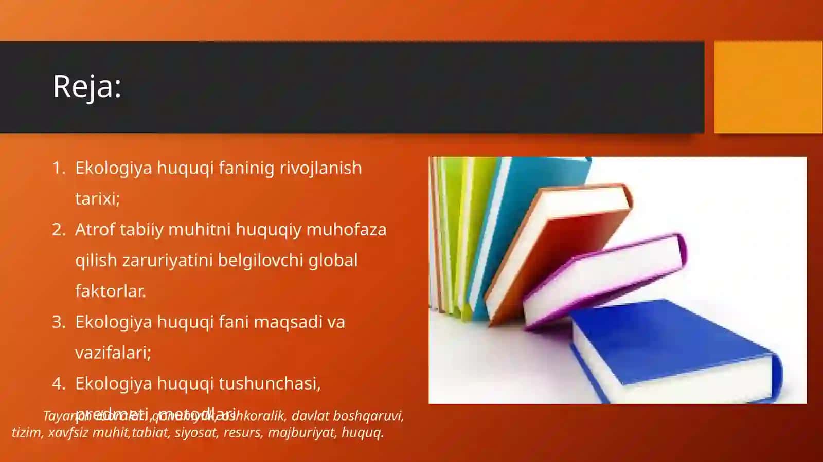 Ekologiya huquqi fanining maqsadi va vazifalari 2