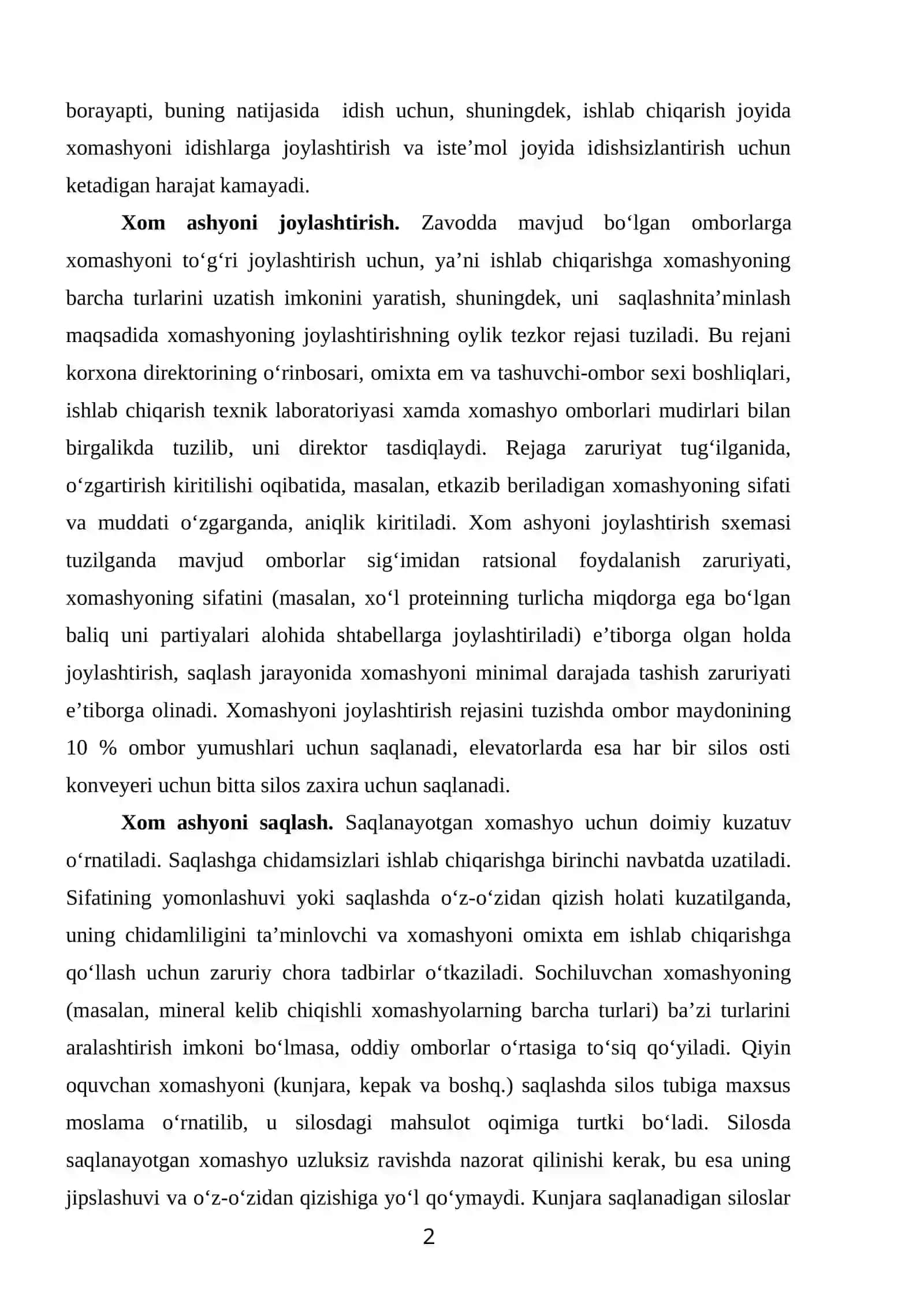 Oqsil vitaminli qo‘shimcha, premiks, karbamid konsentrati ishlab chiqarish asoslari 2