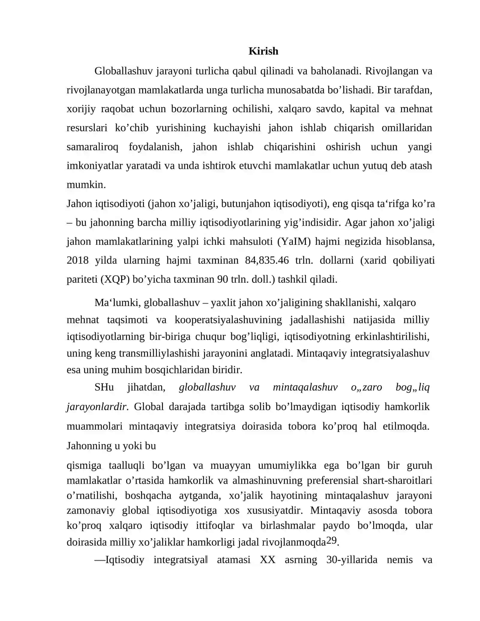 Jahon iqtisodiyoti globallashuvi ko’rsatgichlari 2