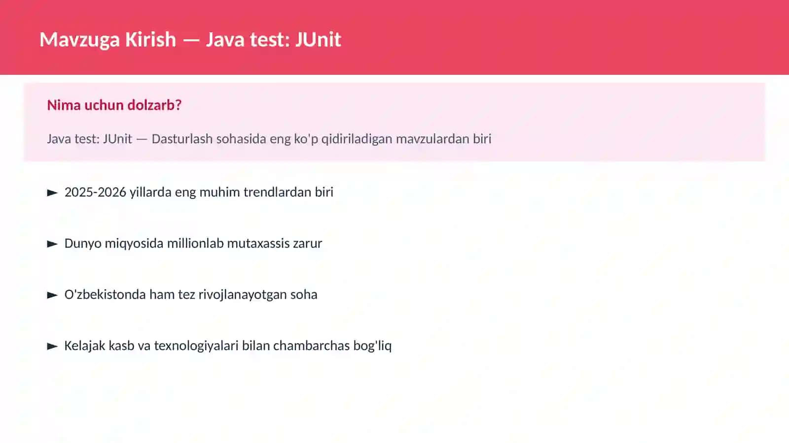 Java test: JUnit 2