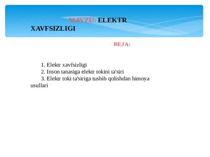 Elektr xavfsizligi 2
