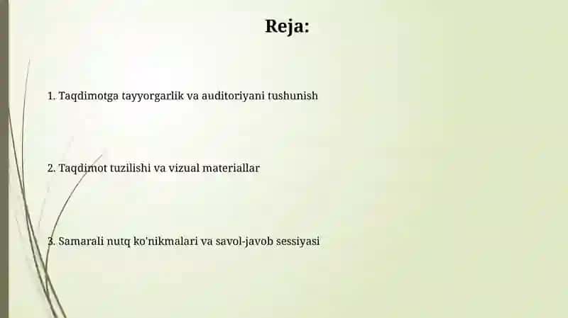 Taqdimot tuzilishi va vizual materiallar 2