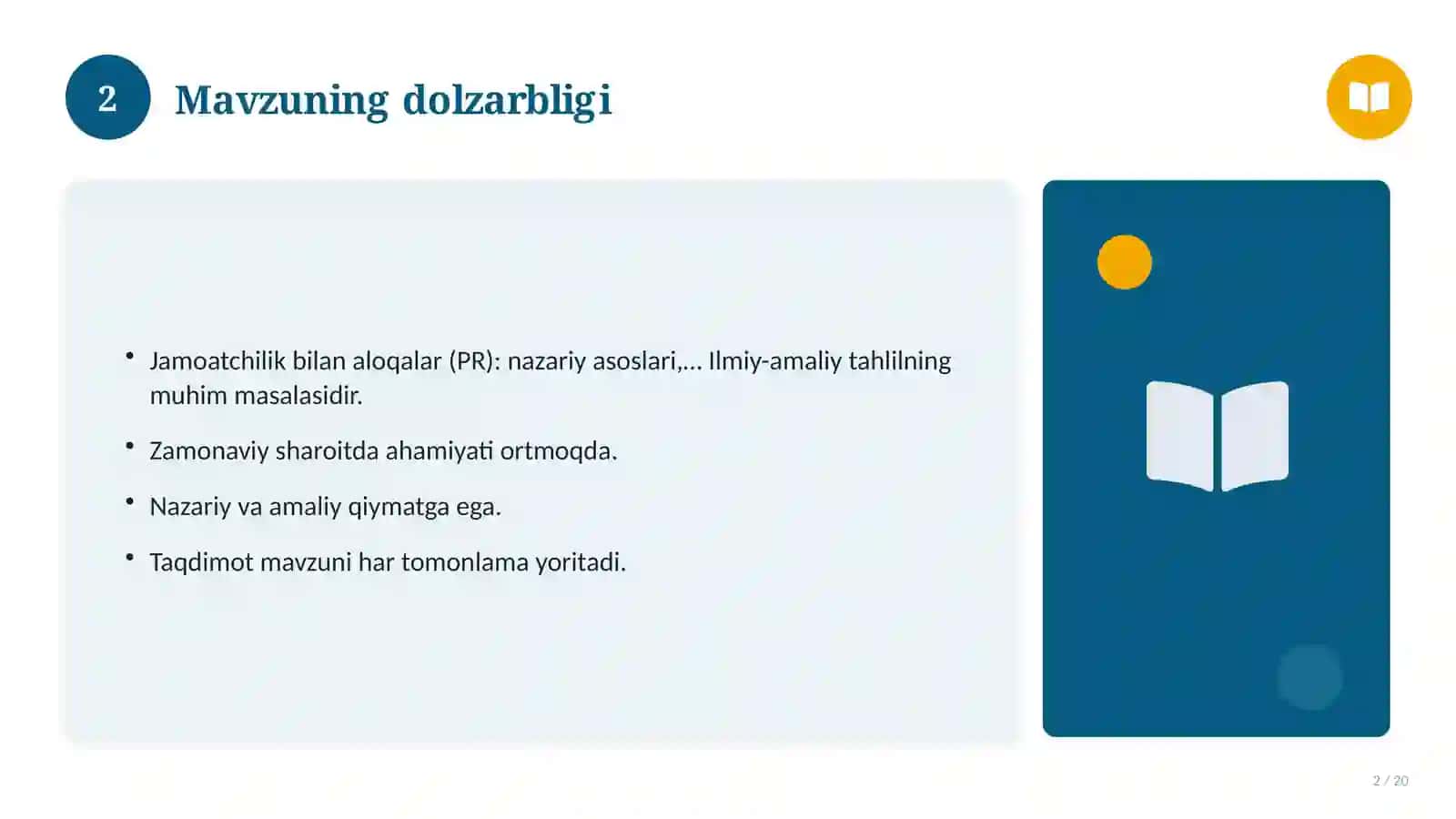 Jamoatchilik bilan aloqalar (PR) 2