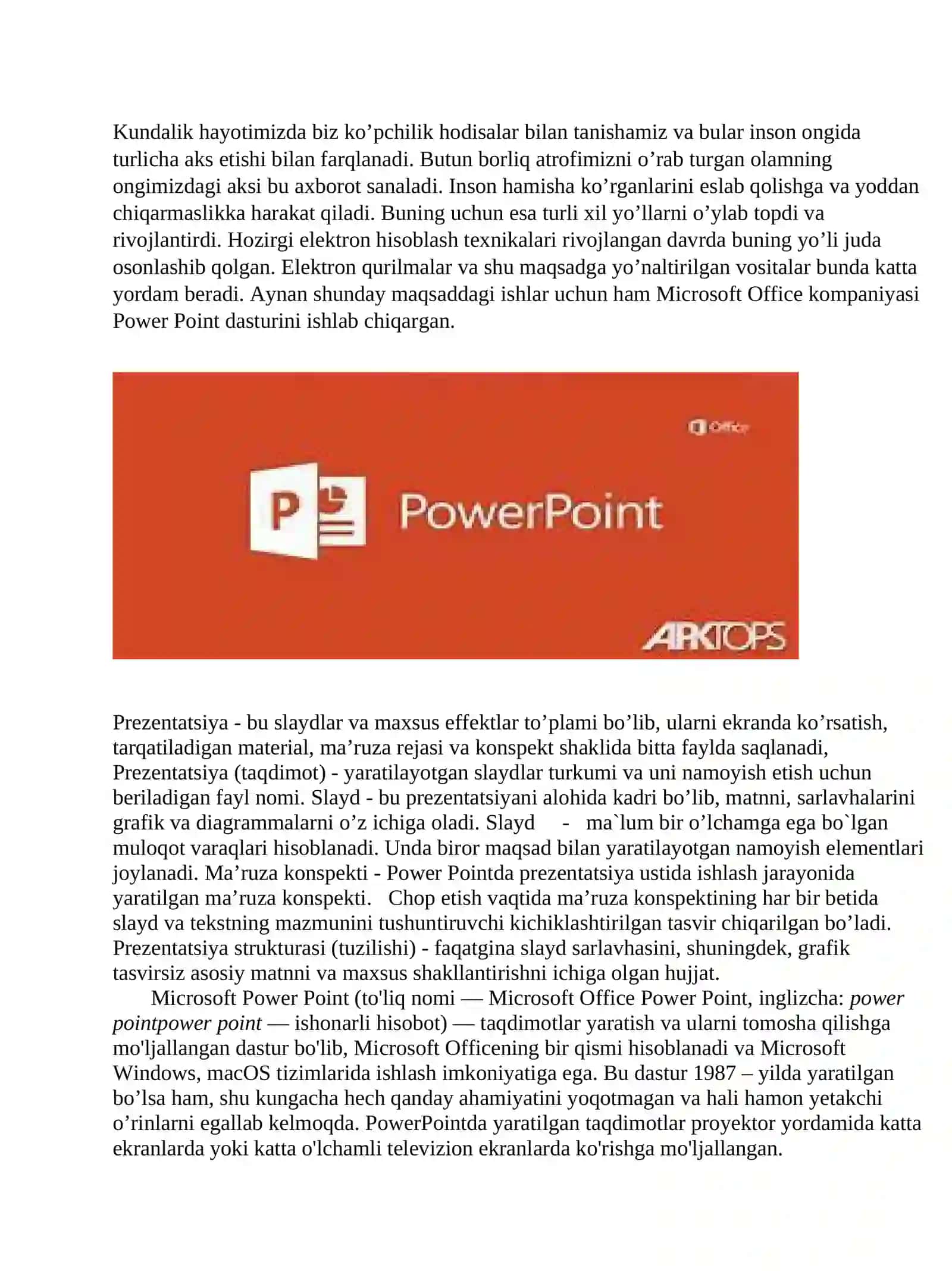Power Point dasturi 2