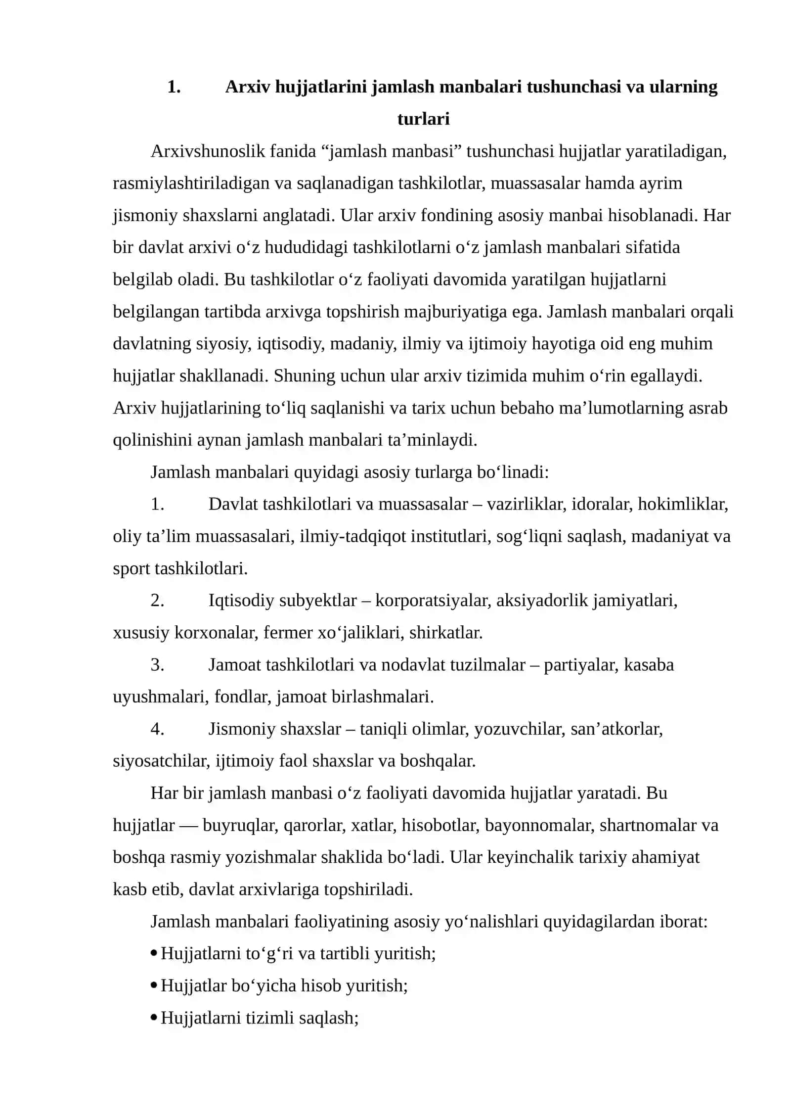 Jamlash manbalardan arxiv hujjatlarini qabul qilish 2