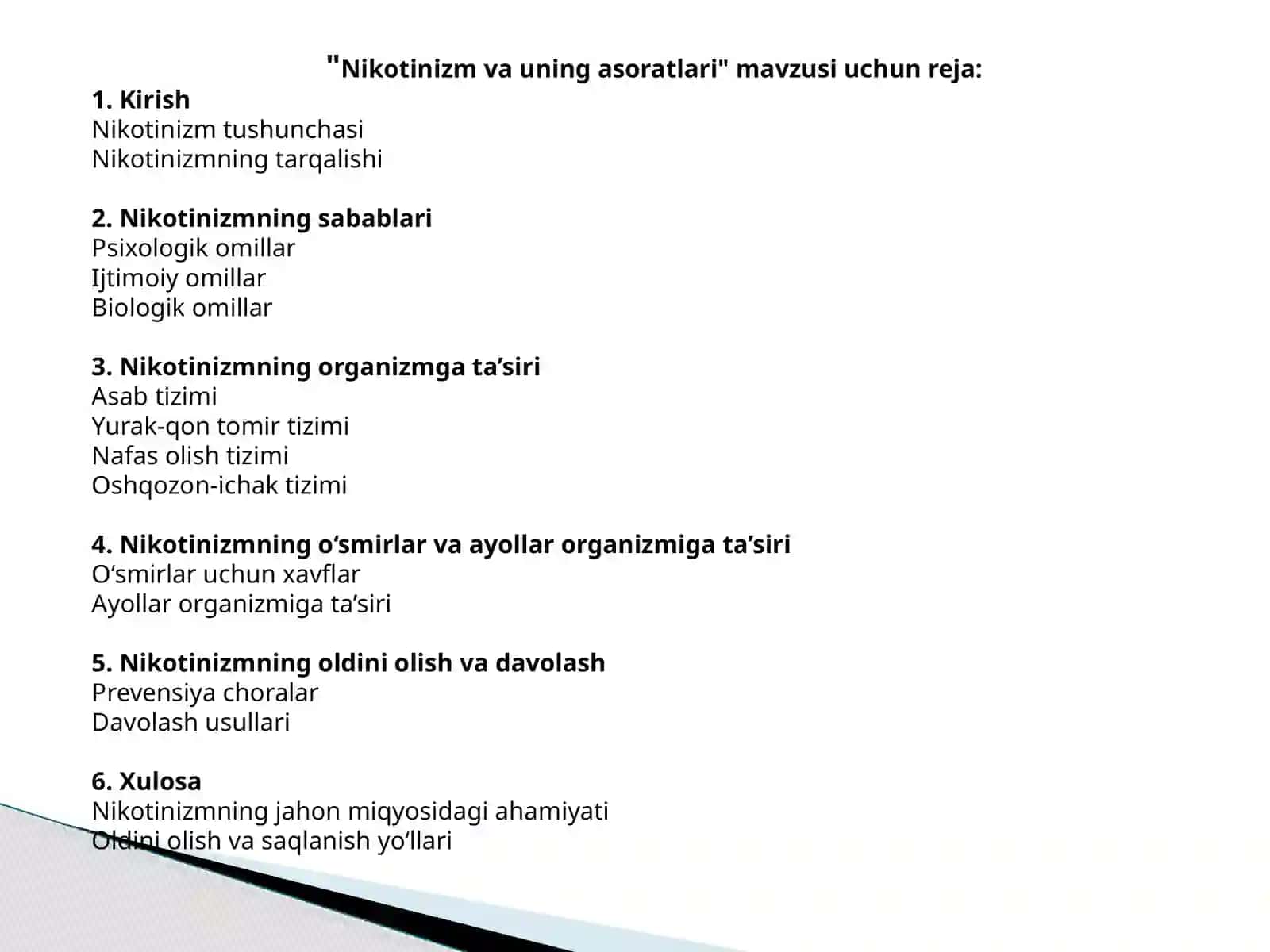 Nikotinizm va uning asoratlari 2