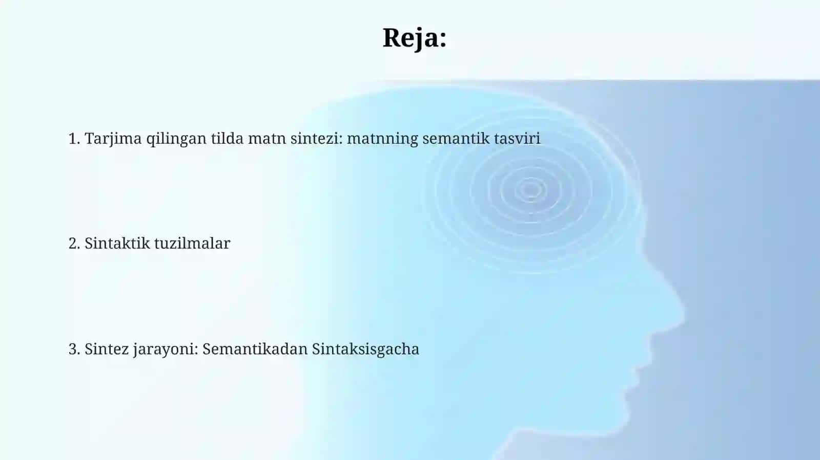 Tarjima qilingan tilda matnning sintezi: matnning semantik namoyishi, sintaktik strukturalar 2