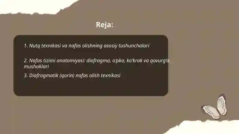 Nutq texnikasi asoslari: nafas olish va ovoz 2