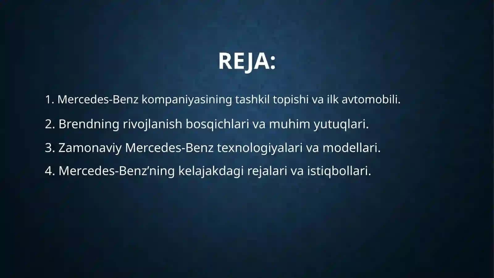 Mersidens-benz yaratilish va istiqbollari 2