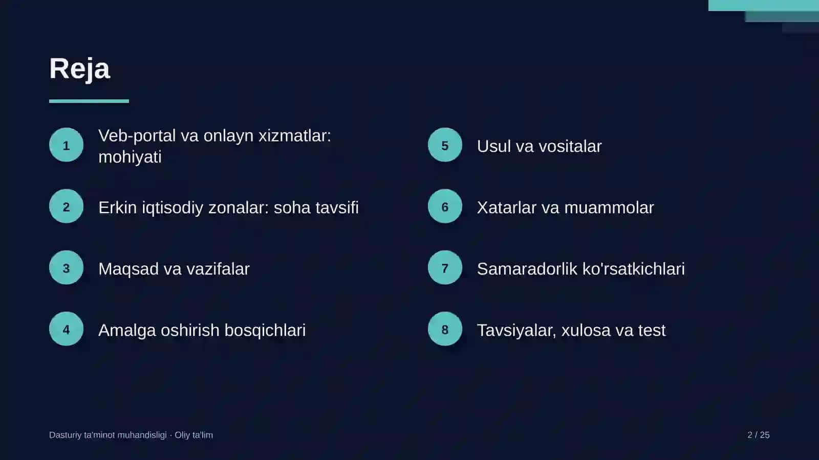 Erkin iqtisodiy zonalarda veb-portal va onlayn xizmatlarni rivojlantirish 2