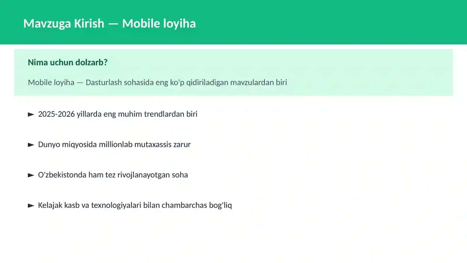 Mobile loyiha 2