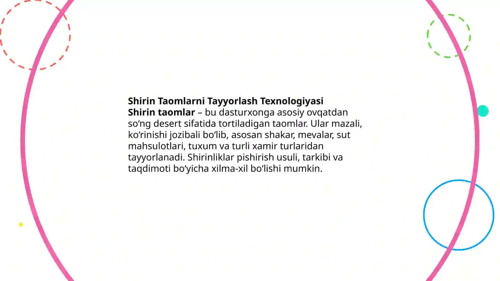 Shirintaomlarni tayyorlash texnologiyasi 2