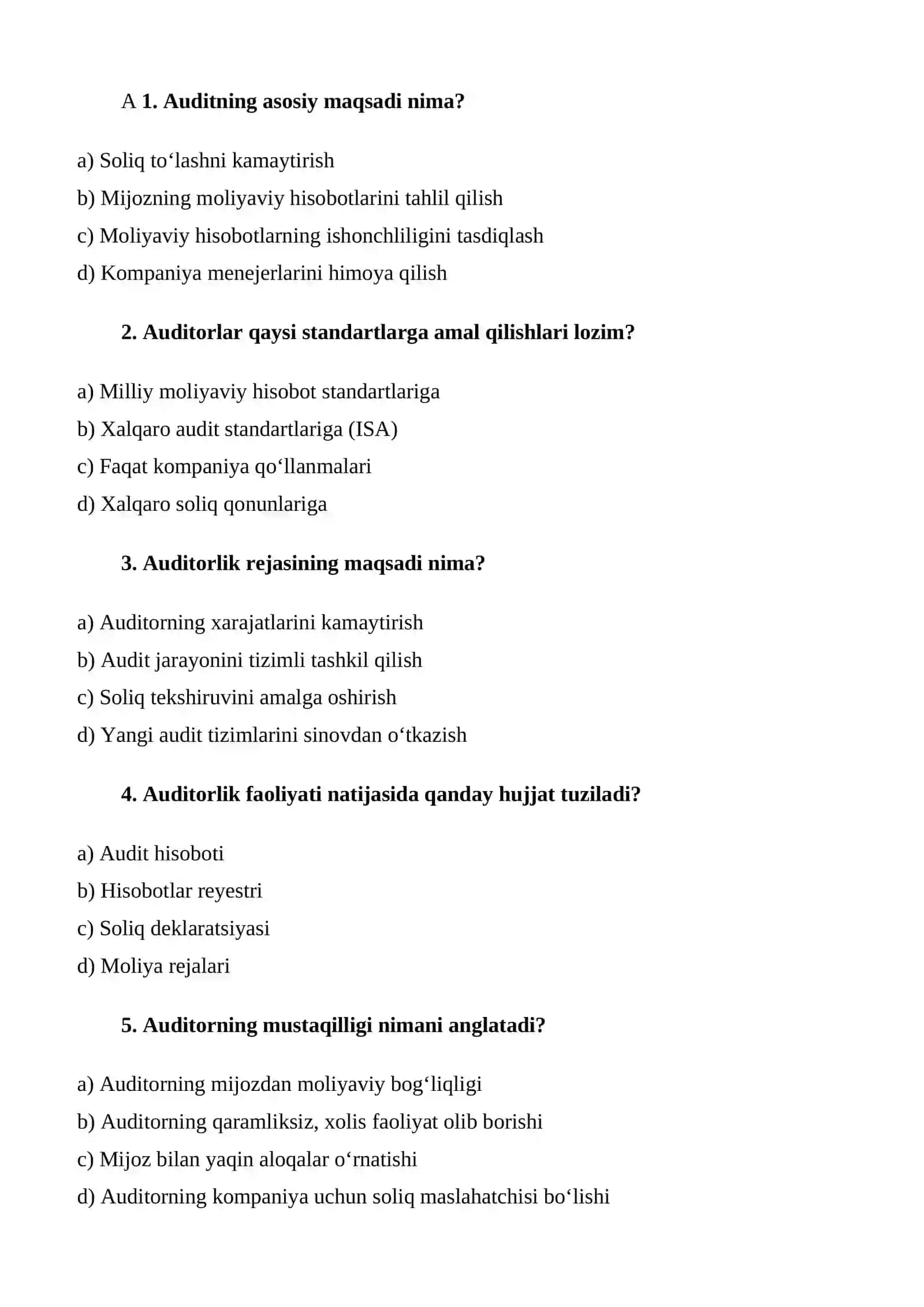 Testlar tuzish 2