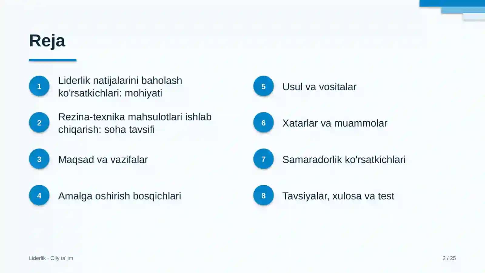 rezina texnika mahsulotlari ishlab chiqarishda liderlik natijalarini baholash ko'rsatkichlari 9298 2