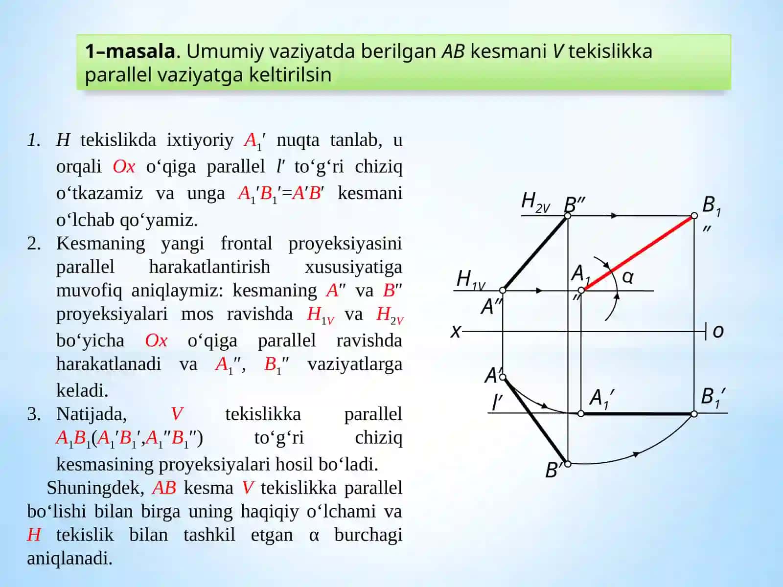 Tekislikning parallel harakat usuli 2