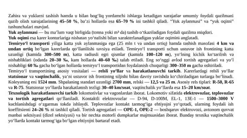 Karyer temiryo`l tizimlari 2