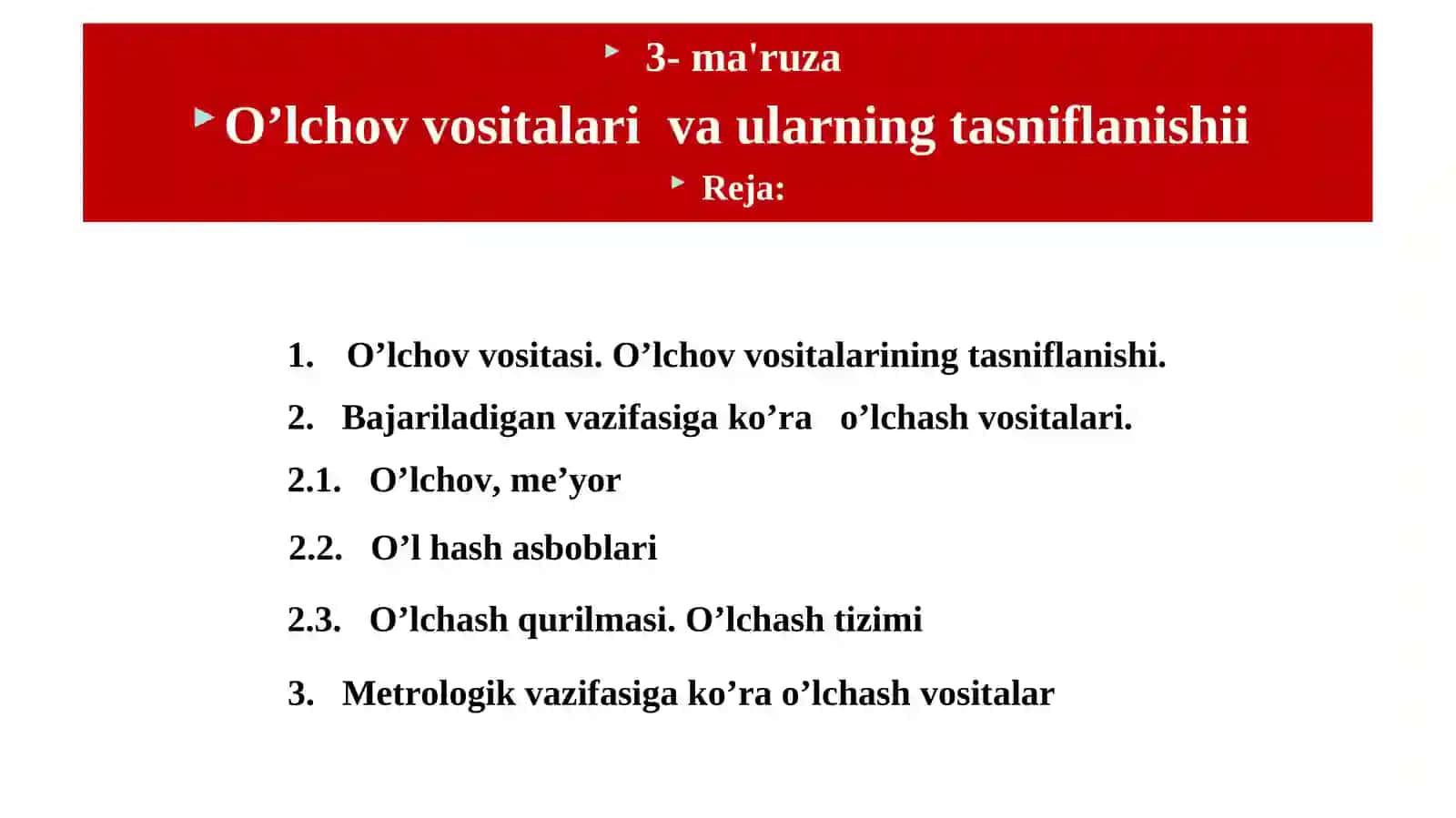 O’lchov vositalari va ularning tasniflanishii 2