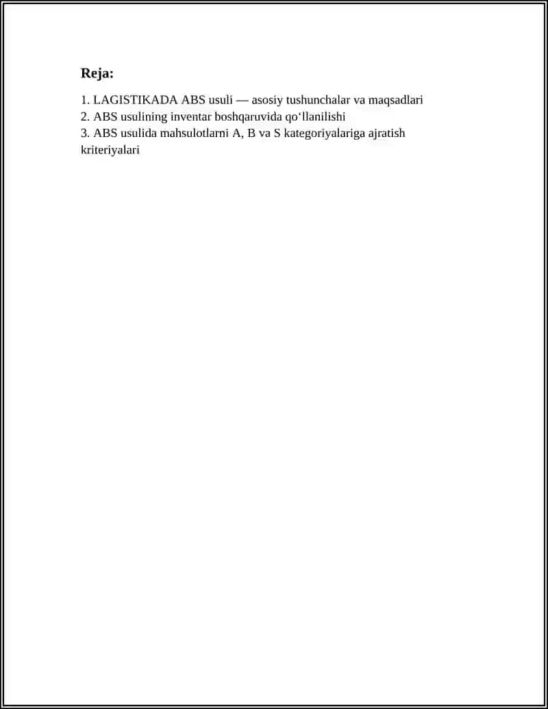 LAGISTIKADA ABS USULI 2