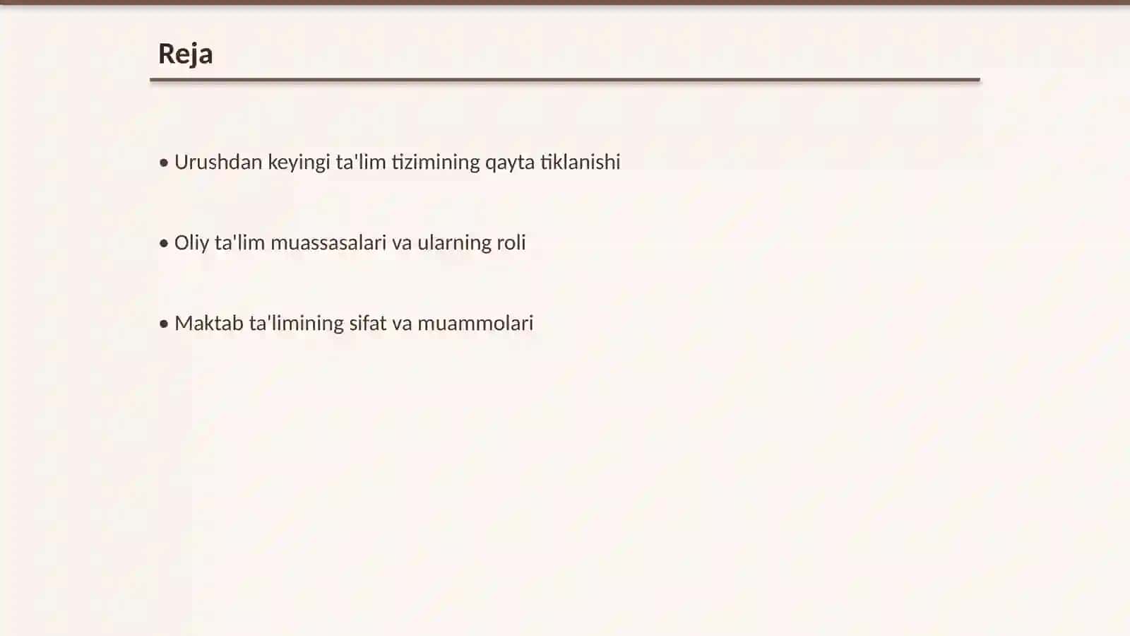 Urushdan keyingi ta'lim tizimi 2