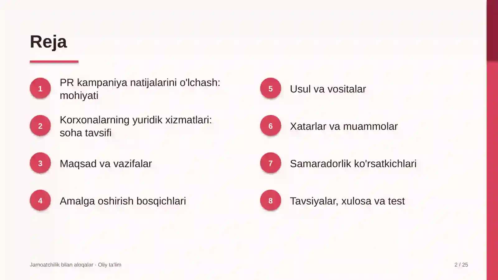 Korxonalarning yuridik xizmatlarida o'tkazilgan PR kampaniya natijalarini o'lchash 2