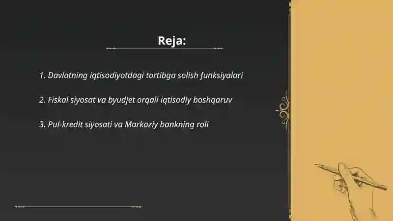 Davlatning iqtisodiyotdagi ruli va iqtisodiy siyosat 2