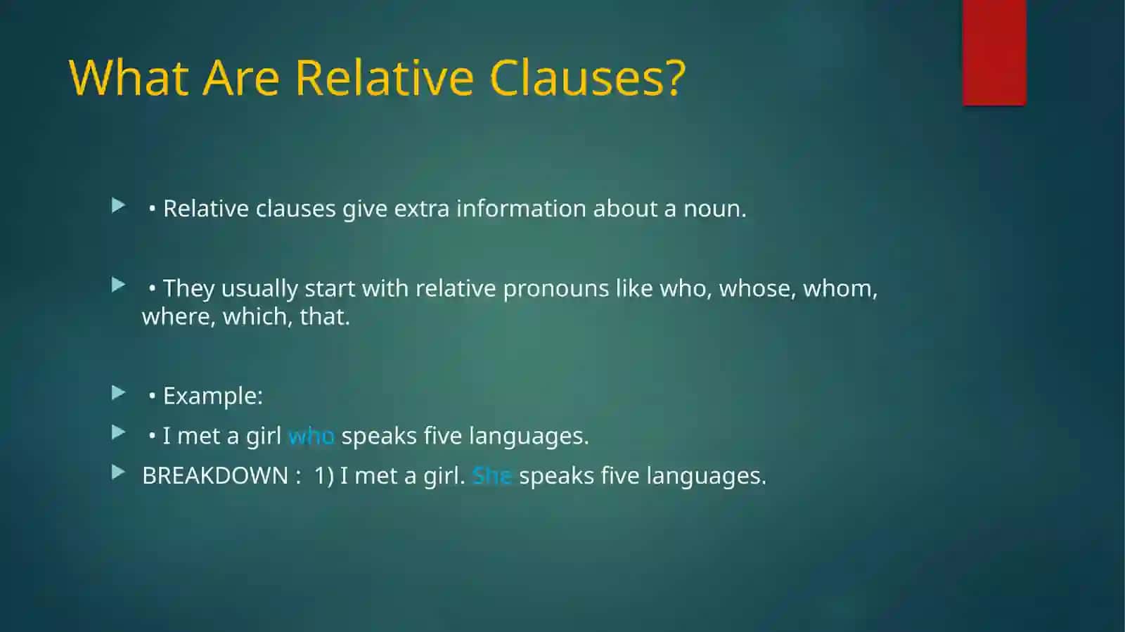 Relative Clauses: Whose / Whom / Where 2