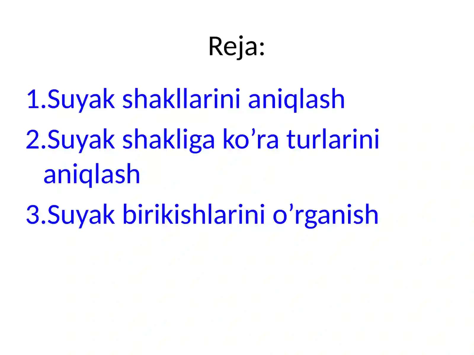 Interfaolusullardan anatomiya fani mavzulariga foydalanish.(Suyakshakllarivaularningbirikishlari) 2