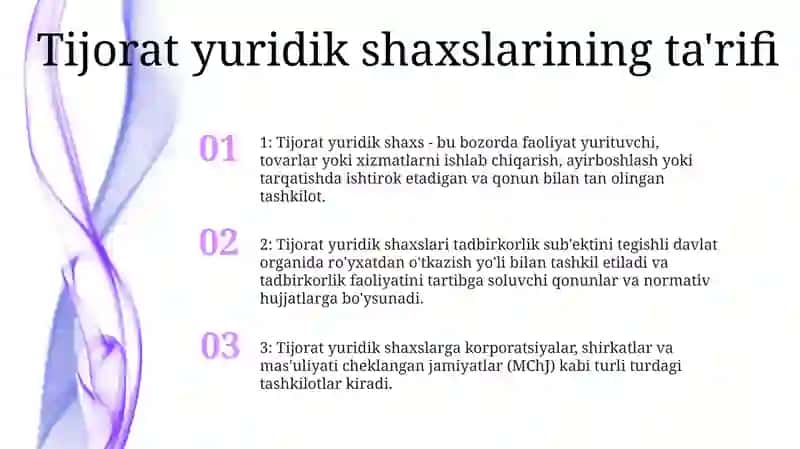 Tijoratchi Yuridik Shaxslar 2