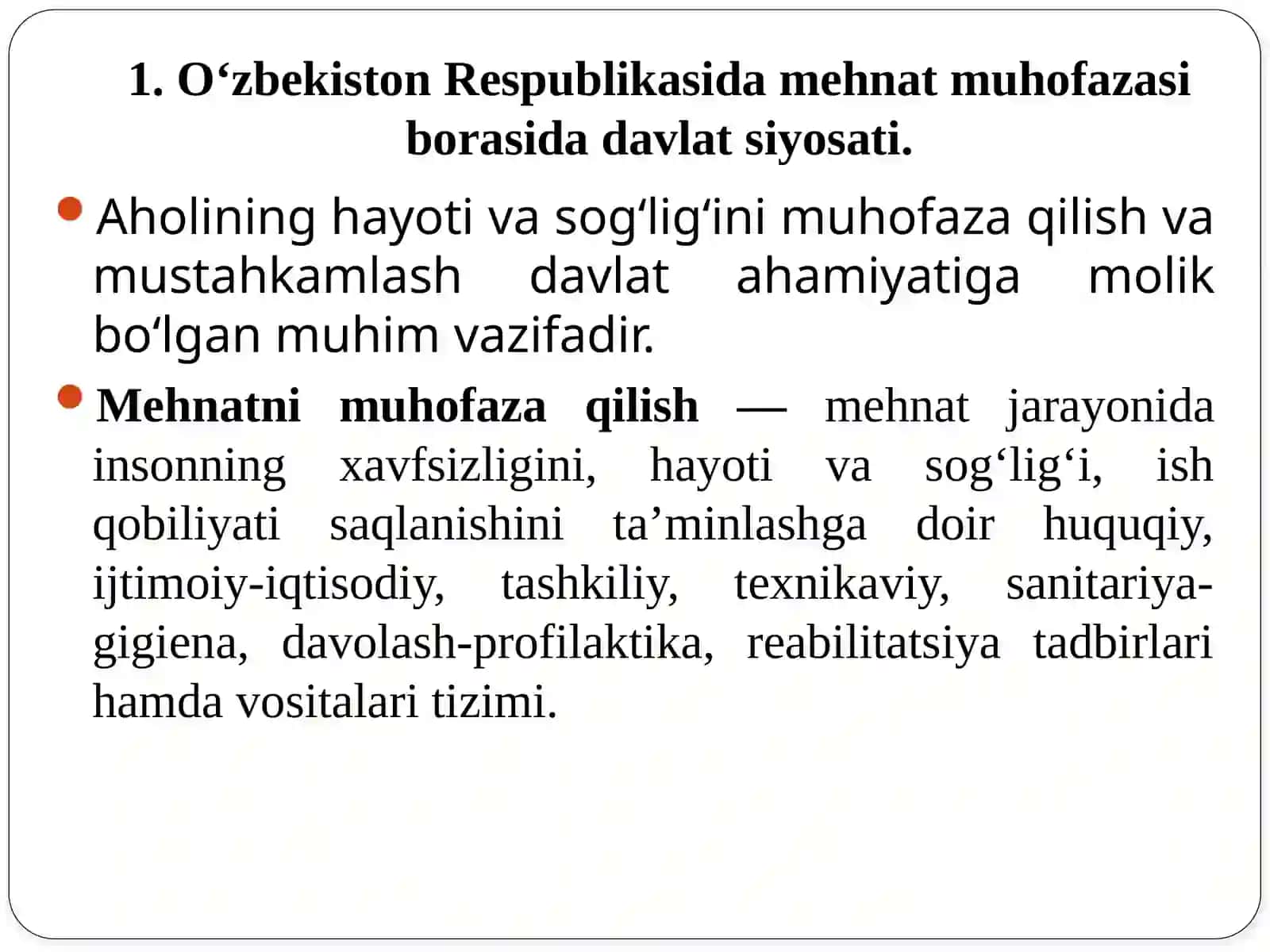 2-MA’RUZA: HAYOT FAOLIYATI XAVFSIZLIGINING HUQUQIYASOSLARI 2