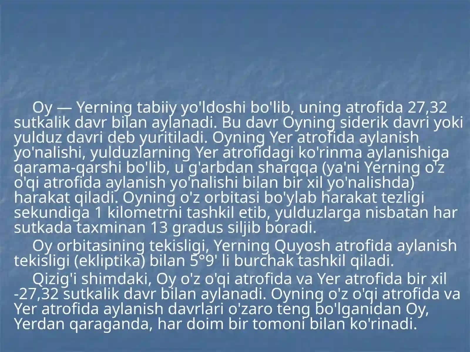 Oyning harakat va fazlari. Quyosh va Oy tutilishlari 2