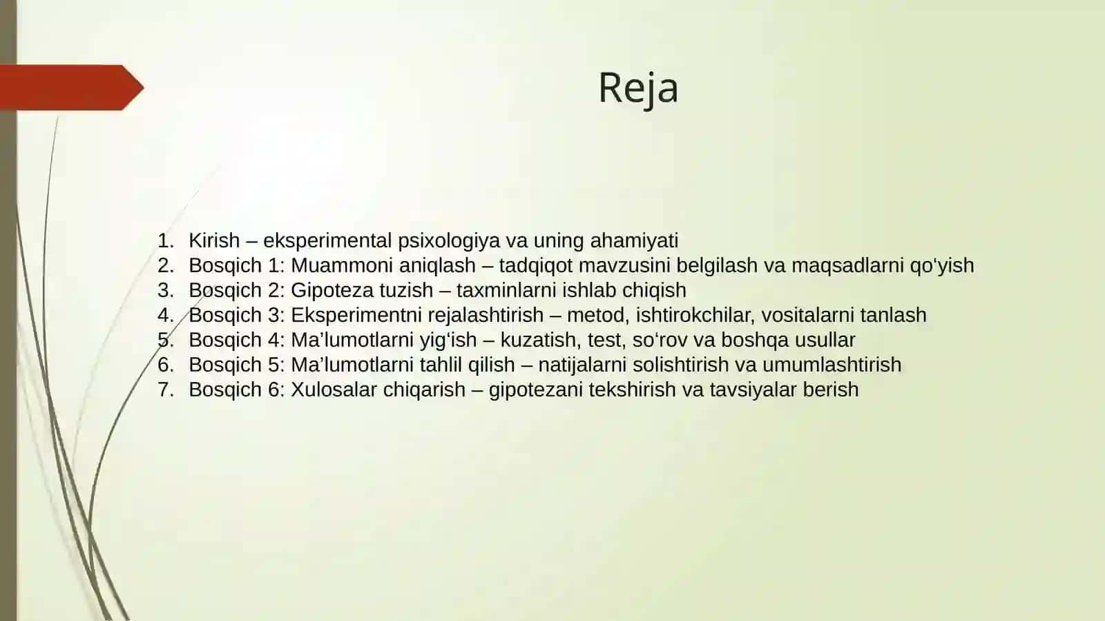 Eksperimentalpsixologik jarayonlaribosqichlari mavzusida tayyor taqdimot 2