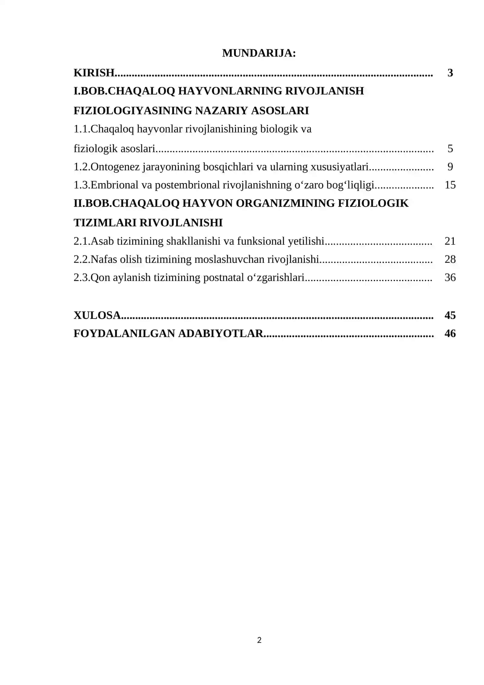 CHAQALOQ HAYVONLARNING RIVOJLANISH FIZIOLOGIYASI 2