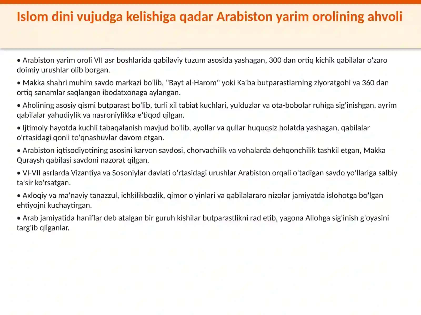 Islom dini vujudga kelishi 2