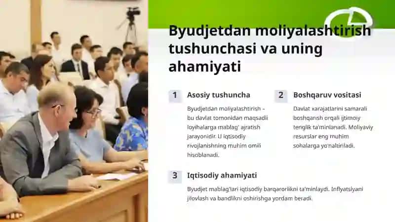 Byudjetdan moliyalashtirishning eng muqobil yo'llarini joriy etish 2