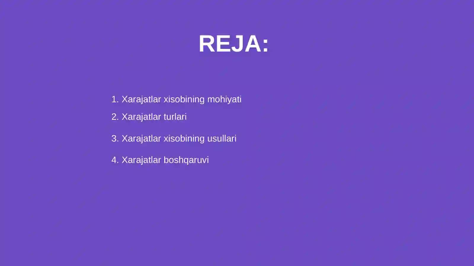 Xarajatlar xisobi 2