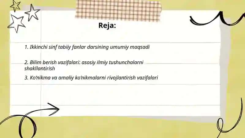 Ikkinchi sinfda tabiiy fanlar fanining maqsad va vazifalari 2