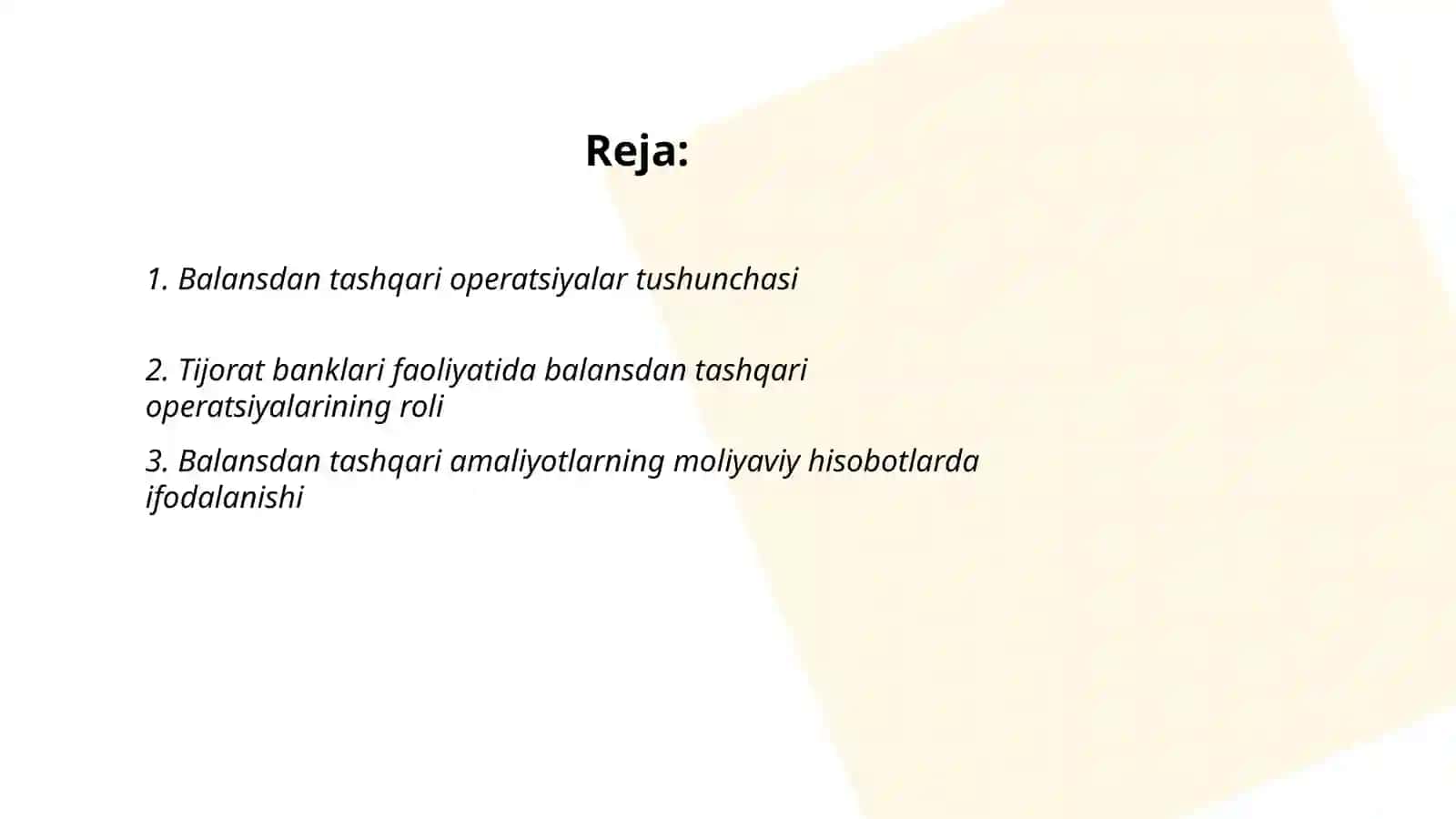 Balansdan tashqari operatsiyalar tushunchasi 2