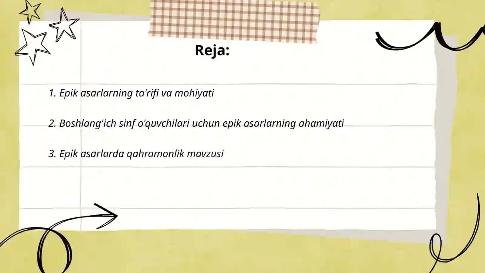 Boshlang'ich sinfda epik asarlar ustida ishlash 2