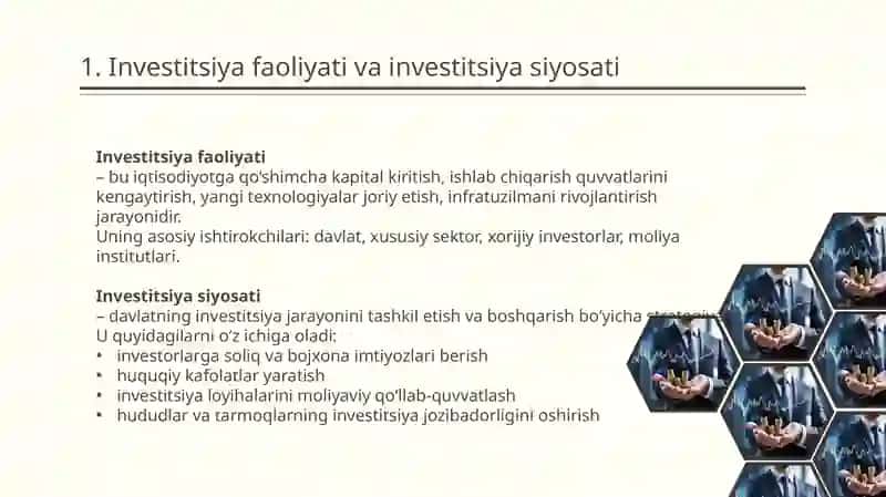 Investitsiya faoliyati va investitsiya siyosati 2