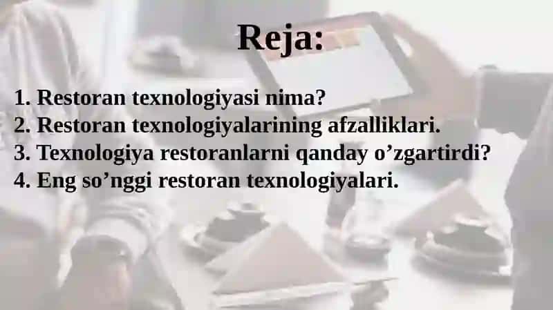 RESTORANDAGI TEXNOLOGIK JARAYONLAR 2