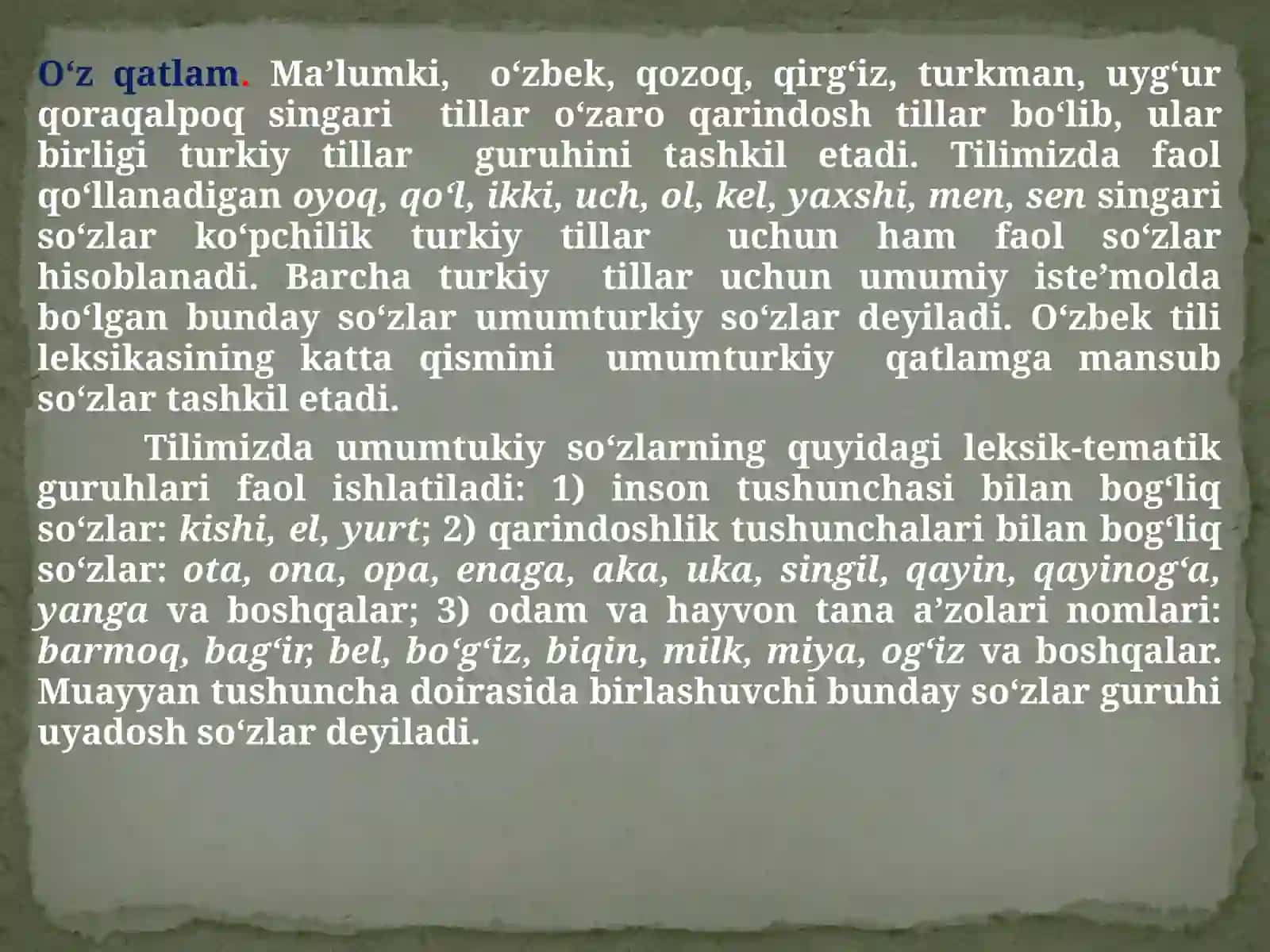 O‘zbektili leksikasi 2