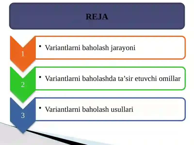 Sotib olishdan oldin variantlarni baholash 2