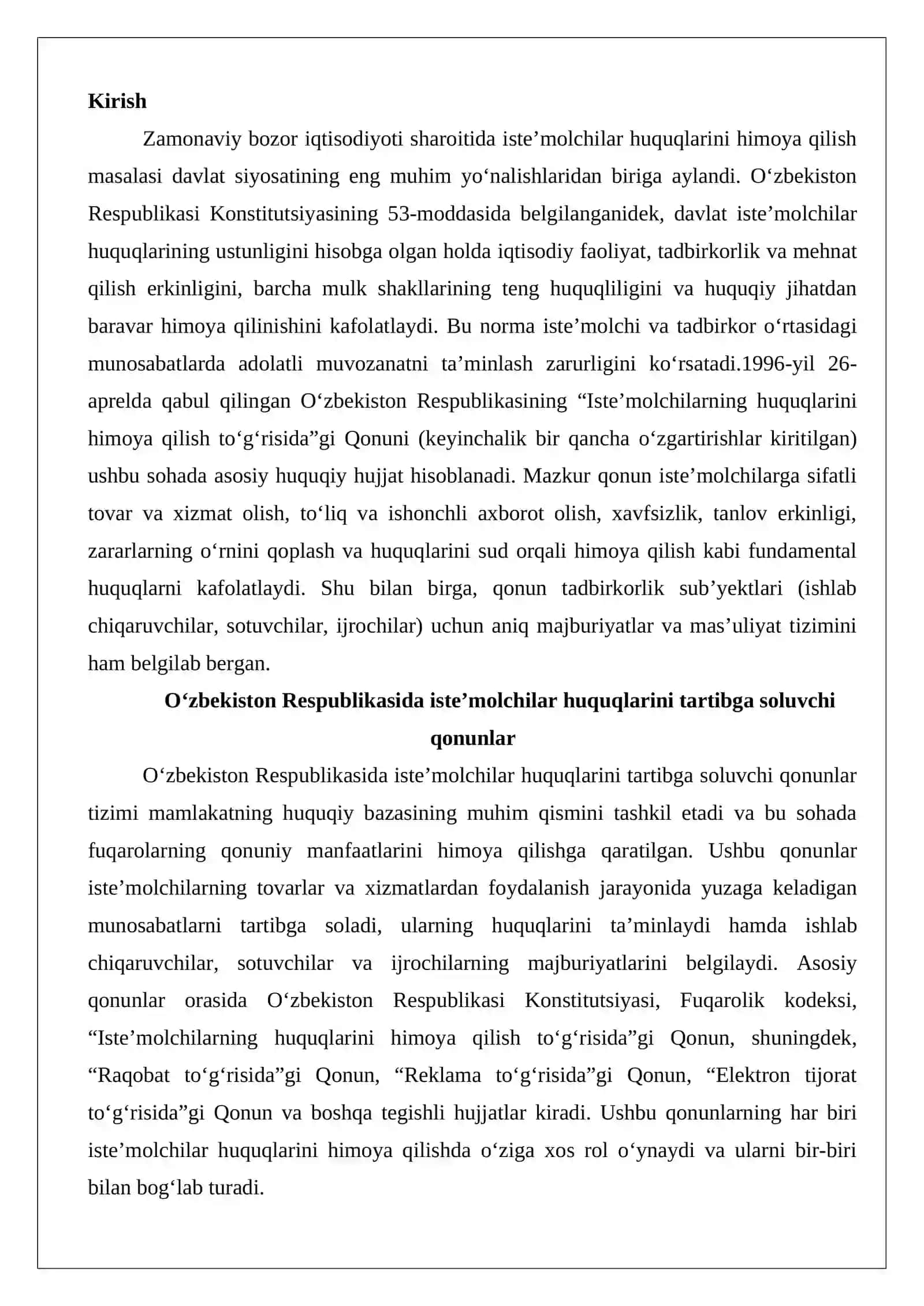 Iste’molchilarning huquqlarini himoya qilish sohasidagi qonunchilik: tadbirkorlik uchun ahamiyati 2
