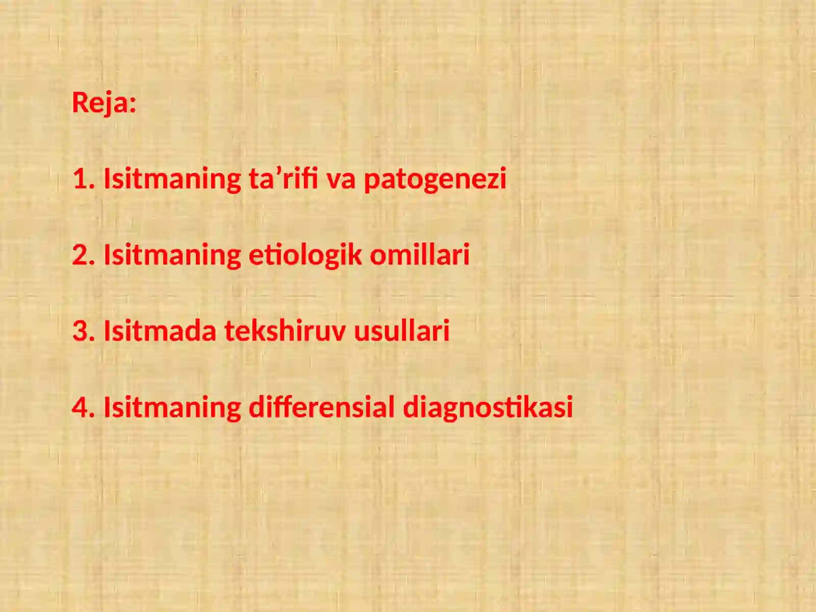 "Isitma: Patogenez, Etiologiya va Diferensial Diagnostika" 2