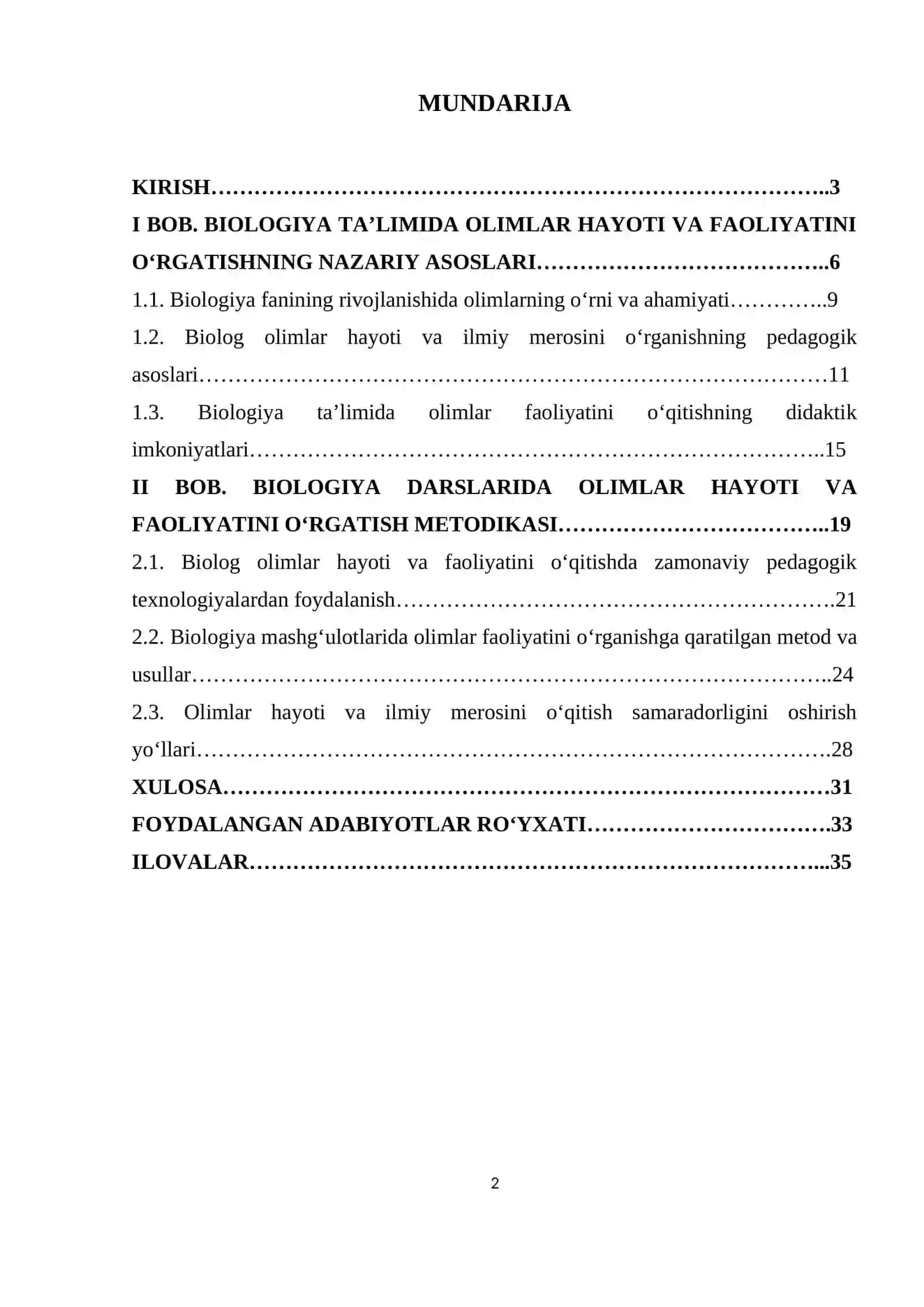 BIOLOGIYADA OLIMLAR HAYOTI VA FAOLIYATINI O’RGATISH METODIKASI 2