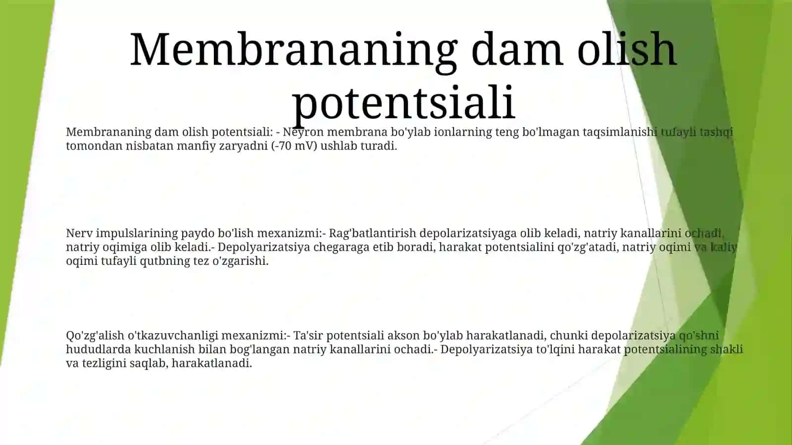 Neryonlarda Nerv Impulslarining Hosil Bo'Lishi Mexanizmlari. Nerv Tolalari Bo'Ylab Qo'Zg'Alishning O'Tish Mexanizmi 2