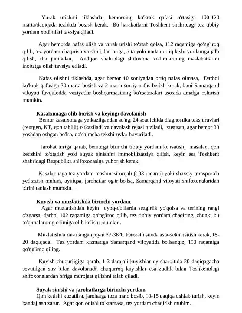 Jarohatlanganlarga tibbiy yordam koʻrsatish yoʻllari 2