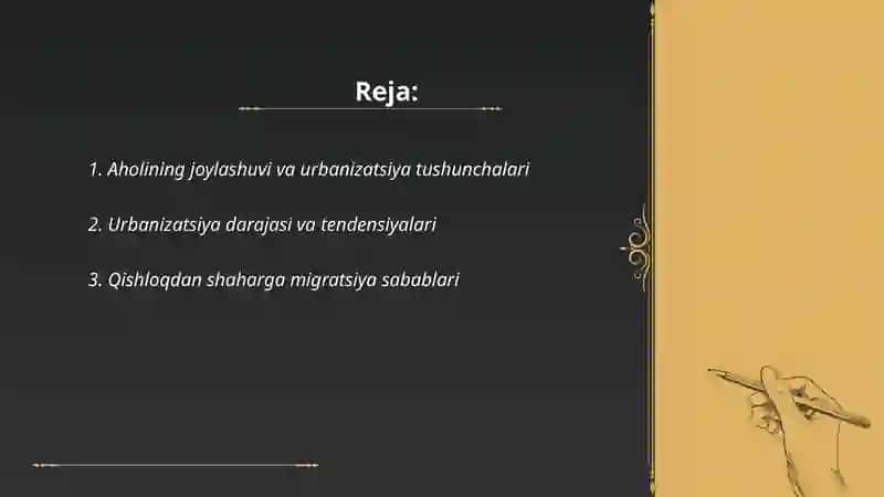 Aholining joylashuvi va urbanizatsiya 2