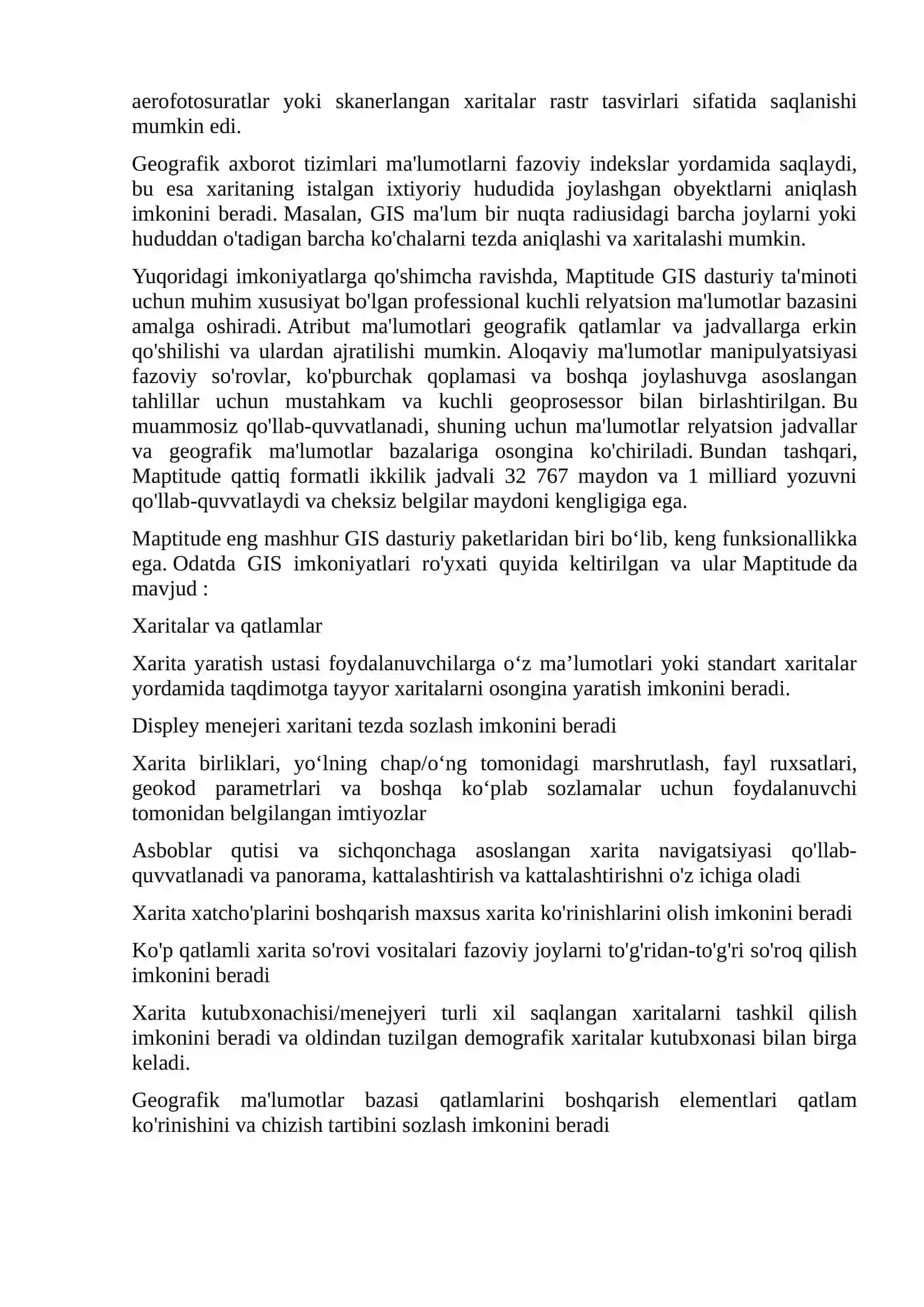 Geografik axborot tizimlari uchun asosiy dasturiy ta'minot 2