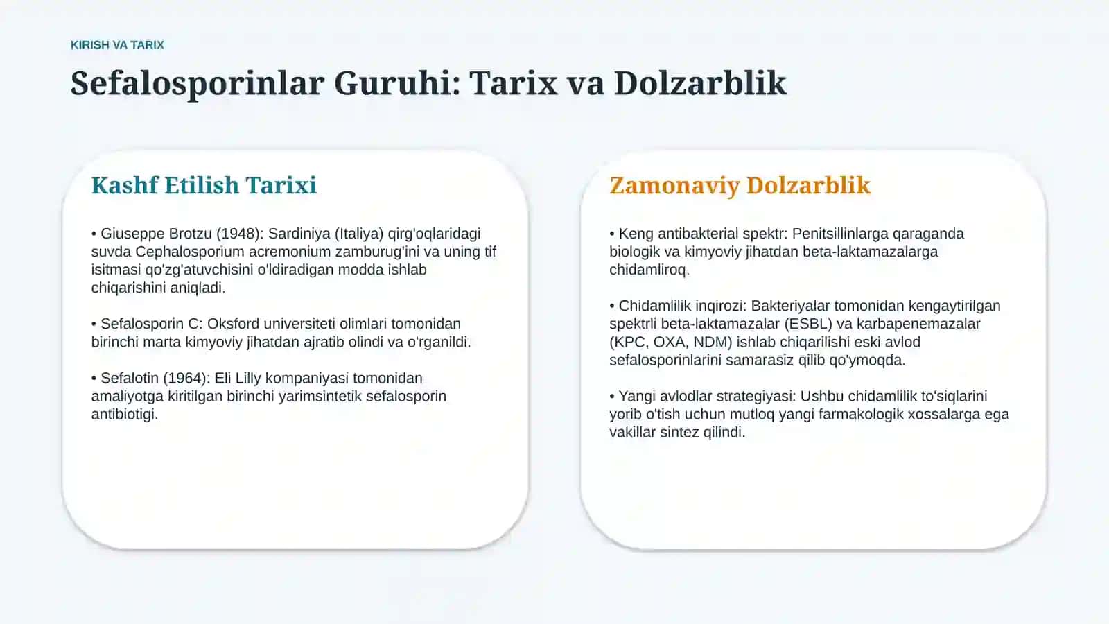 Sefalosporin antibiotiklarining yangi avlod vakillari | 15 slayd 2
